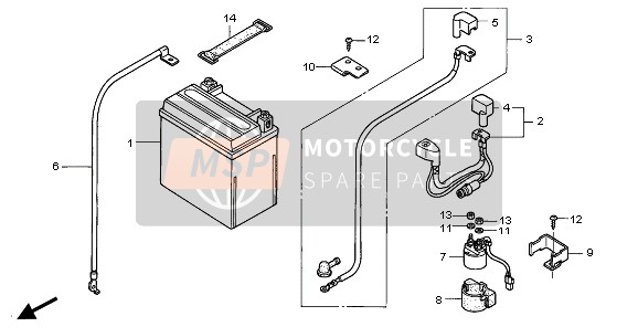 Honda TRX400FA 2007 BATTERY for a 2007 Honda TRX400FA