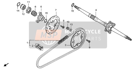 Honda TRX450ER 2007 Essieu arrière et chaîne de transmission pour un 2007 Honda TRX450ER