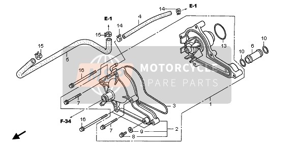 Honda TRX500FA FORETRAX FOREMAN 2007 Waterpomp voor een 2007 Honda TRX500FA FORETRAX FOREMAN