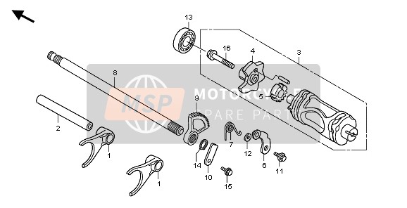 Honda TRX500FA FORETRAX FOREMAN 2007 ÉquipementShift Drum pour un 2007 Honda TRX500FA FORETRAX FOREMAN