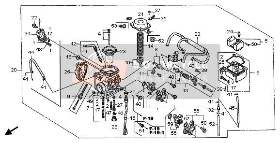 Honda TRX500FA FORETRAX FOREMAN 2007 Carburador para un 2007 Honda TRX500FA FORETRAX FOREMAN