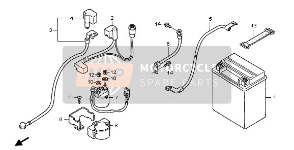 Honda TRX500FA FORETRAX FOREMAN 2007 Batteria per un 2007 Honda TRX500FA FORETRAX FOREMAN