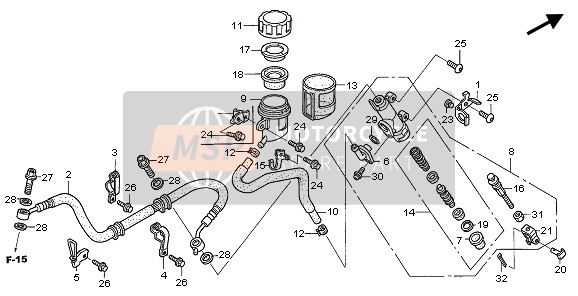 Honda TRX450ER 2008 REAR BRAKE MASTER CYLINDER for a 2008 Honda TRX450ER