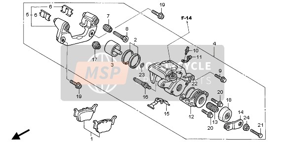 Honda TRX450ER 2008 REAR BRAKE CALIPER for a 2008 Honda TRX450ER