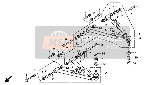 51360HP6A00, Arm Assy., L. Fr. Lower, Honda, 0