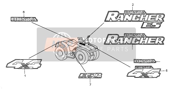 Honda TRX350FE RANCHER 4x4 ES 2001 Sticker voor een 2001 Honda TRX350FE RANCHER 4x4 ES
