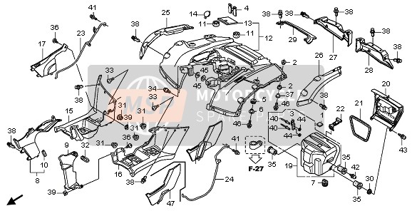 Honda TRX500FE FORETRAX FOREMAN ES 2011 Achterspatbord voor een 2011 Honda TRX500FE FORETRAX FOREMAN ES