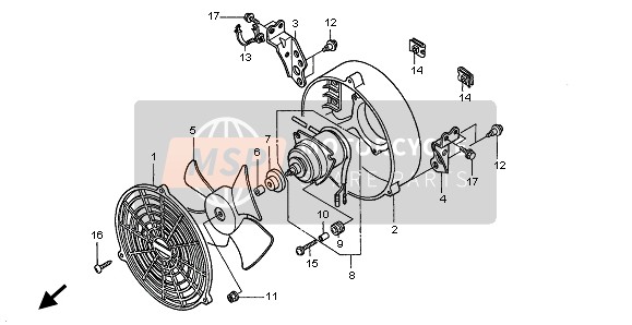 Honda TRX450ES FOREMAN ES 2001 Koelventilator voor een 2001 Honda TRX450ES FOREMAN ES