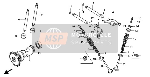 Honda TRX250EX SPORTRAX 2002 Árbol De Levas para un 2002 Honda TRX250EX SPORTRAX