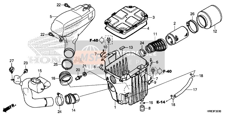 Honda TRX500FA7 2016 AI R Filter voor een 2016 Honda TRX500FA7