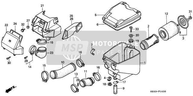 17254HB3770, Element, Air Cleaner, Honda, 1