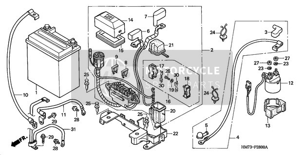 Honda TRX400FW 1996 Battery (1) for a 1996 Honda TRX400FW