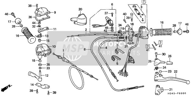 Honda TRX300FW 1989 Kabel/Schakelaar/Handvat Hendel voor een 1989 Honda TRX300FW