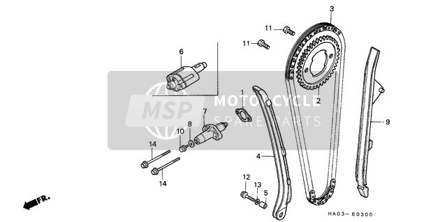 Honda ATC250ES 1988 Nokkenasketting/Spanner voor een 1988 Honda ATC250ES