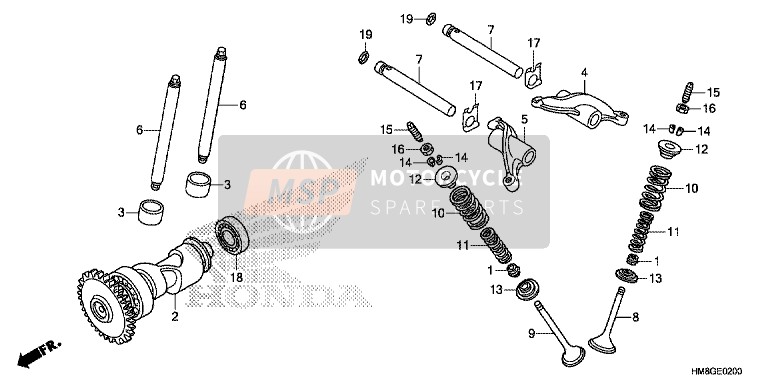 Honda TRX250TM 2014 Nokkenas/Klep voor een 2014 Honda TRX250TM