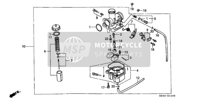 Honda TRX200SX 1986 Carburateur voor een 1986 Honda TRX200SX