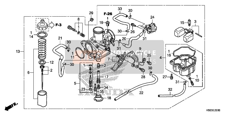 Honda TRX250TM 2016 Carburateur voor een 2016 Honda TRX250TM