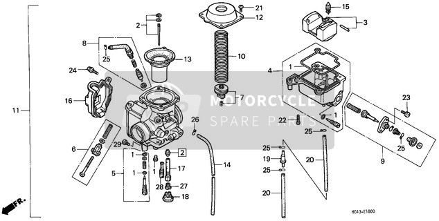 Honda TRX300FW 1990 Carburador para un 1990 Honda TRX300FW