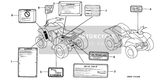 87511KR3670, Label,Helmet Hold, Honda, 3