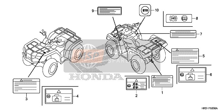 Honda TRX420FA1 2017 Étiquette de mise en garde pour un 2017 Honda TRX420FA1