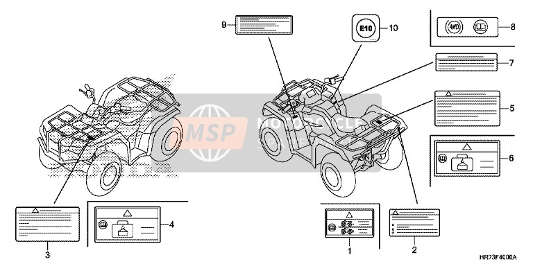 Honda TRX420FA6 2017 Etichetta di attenzione per un 2017 Honda TRX420FA6