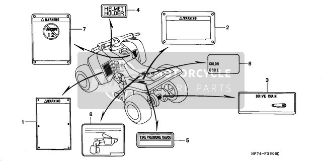 87511323670, Label, Helmet Holder, Honda, 2