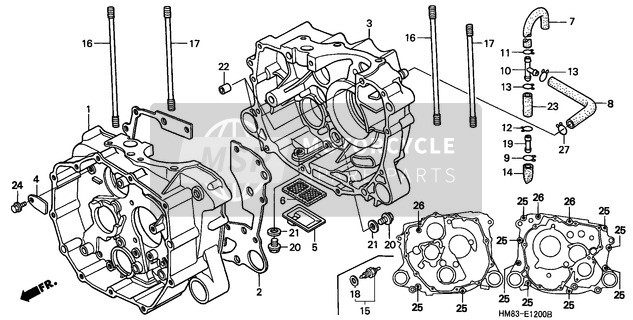 Honda TRX250 1999 Caja del cigüeñal para un 1999 Honda TRX250