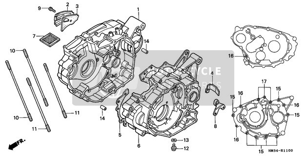 Honda TRX300EX 1997 Crankcase for a 1997 Honda TRX300EX