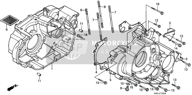 Honda TRX300FW 1988 Caja del cigüeñal para un 1988 Honda TRX300FW