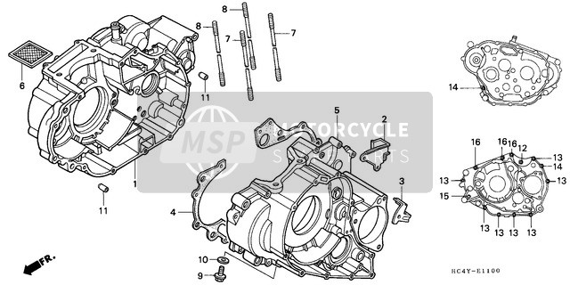 Honda TRX300FW 1992 Caja del cigüeñal para un 1992 Honda TRX300FW