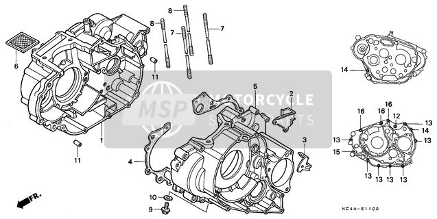 Honda TRX300FW 1993 Caja del cigüeñal para un 1993 Honda TRX300FW