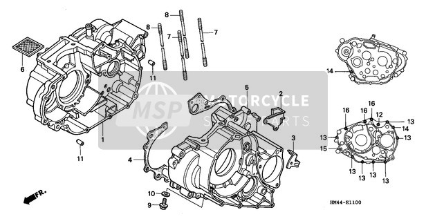 Honda TRX300FW 1997 Caja del cigüeñal para un 1997 Honda TRX300FW