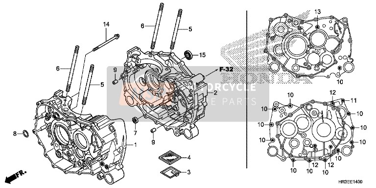 Honda TRX420FA1 2015 Caja del cigüeñal (TRX420FA1/ FA2) para un 2015 Honda TRX420FA1