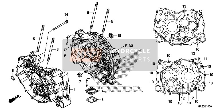 Honda TRX500FA5 2015 Caja del cigüeñal para un 2015 Honda TRX500FA5