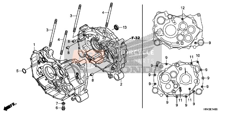 Honda TRX500FM1 2014 Caja del cigüeñal para un 2014 Honda TRX500FM1