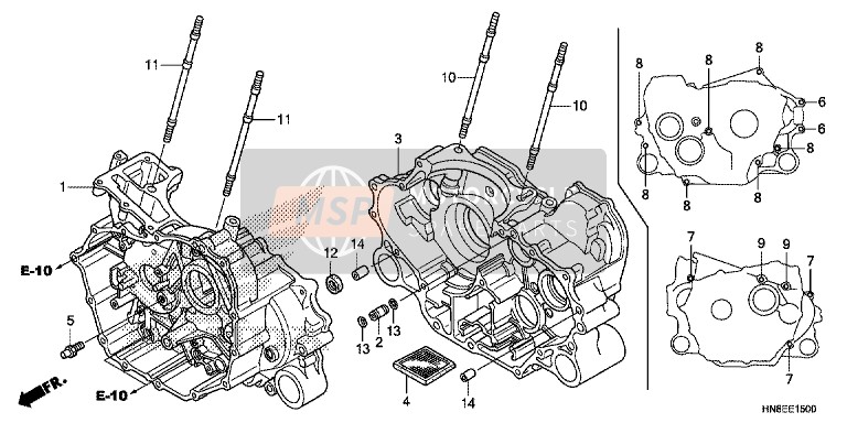 Honda TRX680FA 2014 Caja del cigüeñal para un 2014 Honda TRX680FA