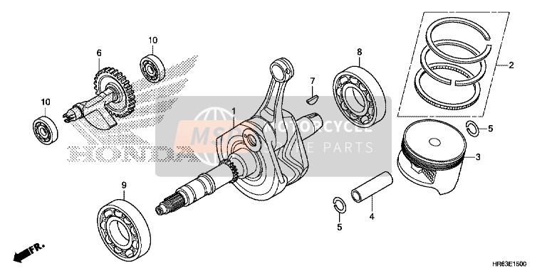 Honda TRX500FA7 2016 Cigüeñal/ Pistón para un 2016 Honda TRX500FA7