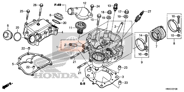 Honda TRX500FE1 2016 Cilinderkop voor een 2016 Honda TRX500FE1