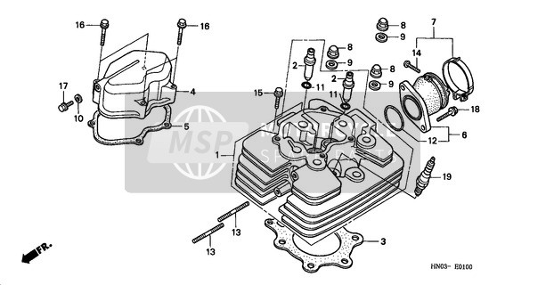 Honda TRX450S 1999 Cylinder Head for a 1999 Honda TRX450S