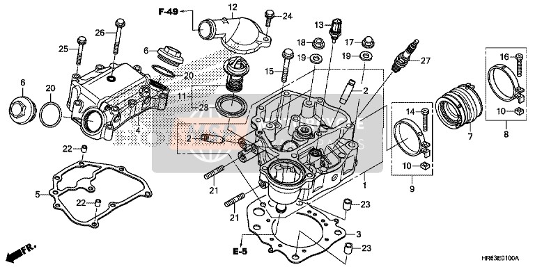 Honda TRX500FA6 2017 Testata per un 2017 Honda TRX500FA6