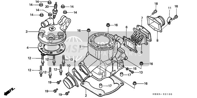 Honda TRX250R 1988 Testata/Cilindro per un 1988 Honda TRX250R