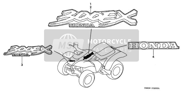 Honda TRX300EX 1995 Embleem (1) voor een 1995 Honda TRX300EX