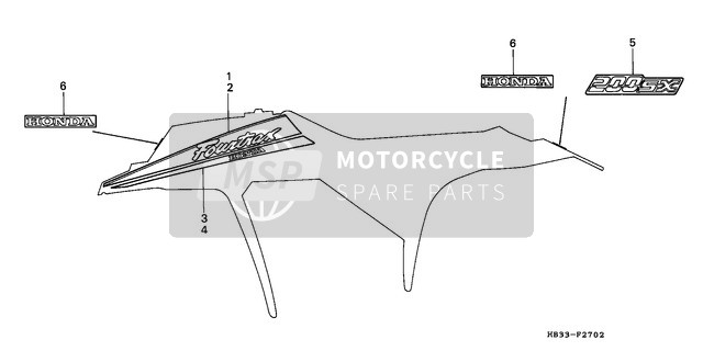 Honda TRX200SX 1987 Emblema (3) per un 1987 Honda TRX200SX