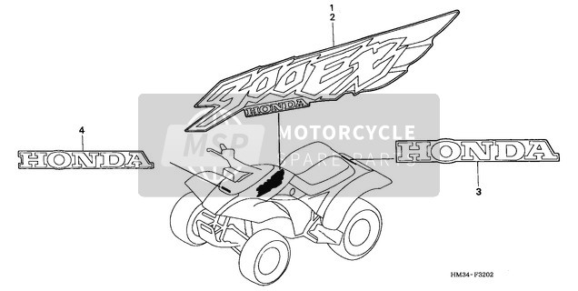 Honda TRX300EX 1998 Emblème (3) pour un 1998 Honda TRX300EX