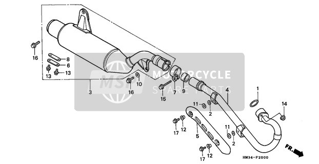 Honda TRX300EX 1997 Uitlaatdemper voor een 1997 Honda TRX300EX