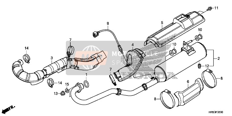 Honda TRX500FM6 2017 Silenziatore di scarico per un 2017 Honda TRX500FM6