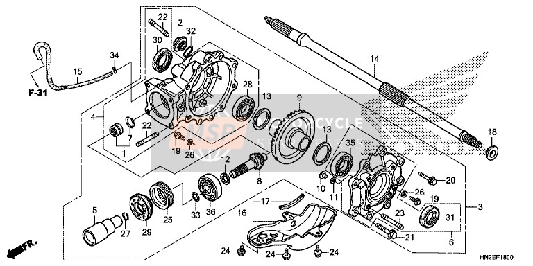 Honda TRX500FPA 2014 Ingranaggio guidato Finale per un 2014 Honda TRX500FPA