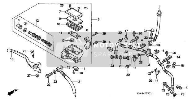 Honda TRX300FW 1997 FR. Brake Master Cylinder for a 1997 Honda TRX300FW