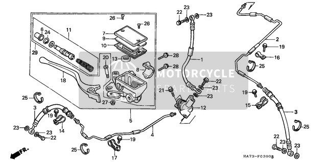 Honda TRX350D 1989 FR. Brake Master Cylinder for a 1989 Honda TRX350D