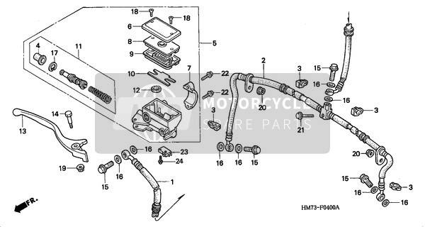 Honda TRX400FW 1996 FR . Hauptbremszylinder für ein 1996 Honda TRX400FW